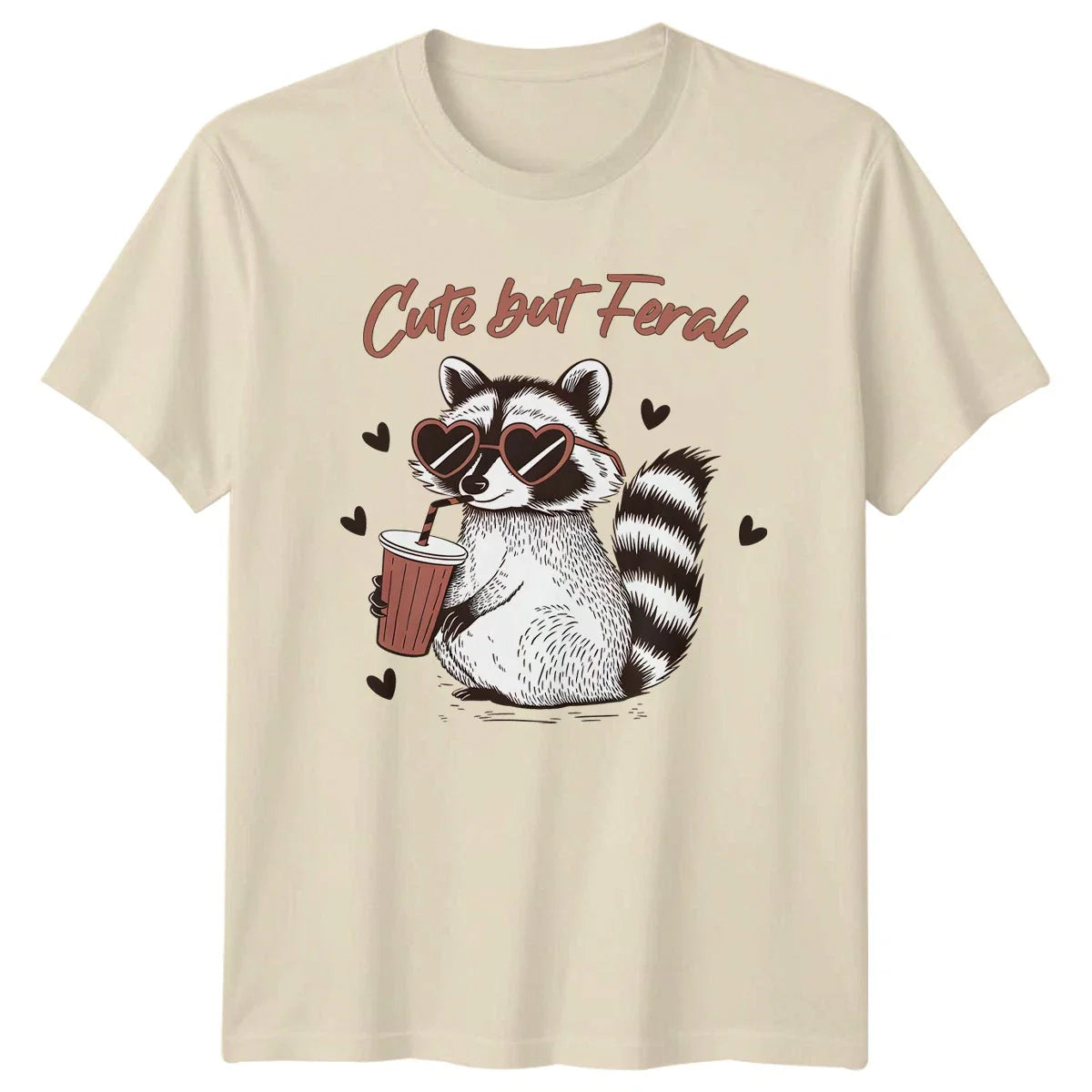 Cute But Feral Raccoon T-Shirt Animal Humor Birthday Gift For Him And Her Unisex T-shirt, Sweatshirt, Hoodie, Long Sleeve Tee - T-Shirt, Sweatshirt, Hoodie
