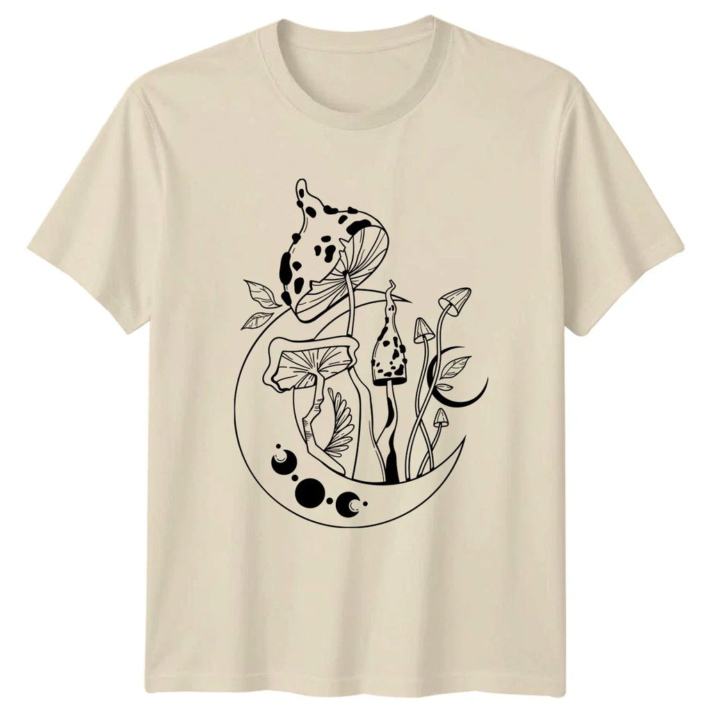 Mystical Mushroom Moon Phase Design T-Shirt Mystical Fungi Nature Art Birthday Unisex T-shirt, Sweatshirt, Hoodie, Long Sleeve Tee - T-Shirt, Sweatshirt, Hoodie