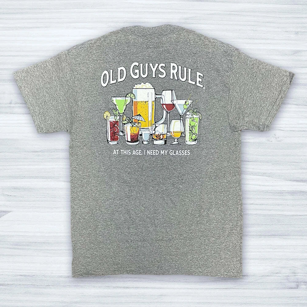 New OLD GUYS RULE T SHIRT- AT THIS AGE I NEED MY GLASSES Wine Glasses Unisex T-shirt, Sweatshirt, Hoodie, Long Sleeve Tee - T-Shirt, Sweatshirt, Hoodie