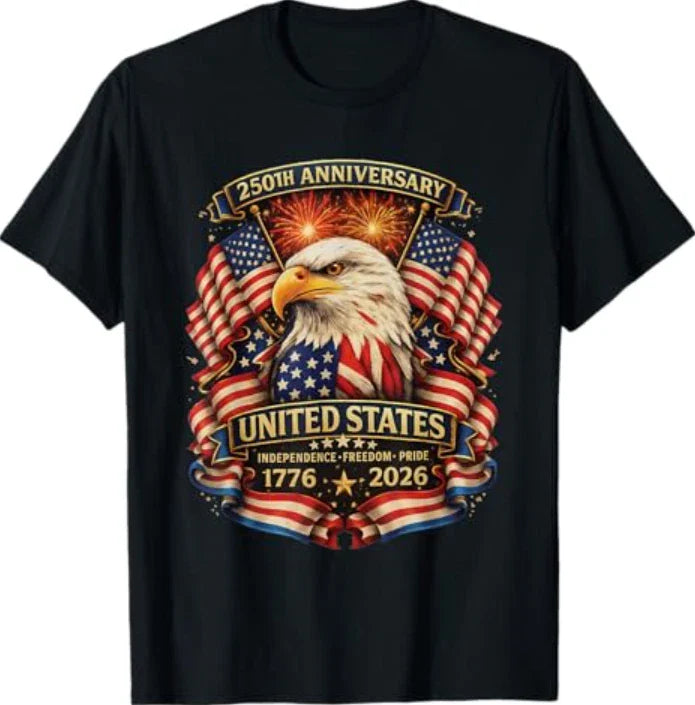 USA Independence 250th Anniversary 1776 2026 Patriotic Eagle T-Shirt Unisex T-shirt, Sweatshirt, Hoodie, Long Sleeve Tee - T-Shirt, Sweatshirt, Hoodie