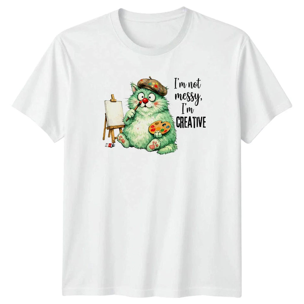 Im Not Messy Im Creative T-Shirt Cat Art Painting Birthday Gift For Him And Her Unisex T-shirt, Sweatshirt, Hoodie, Long Sleeve Tee - T-Shirt, Sweatshirt, Hoodie