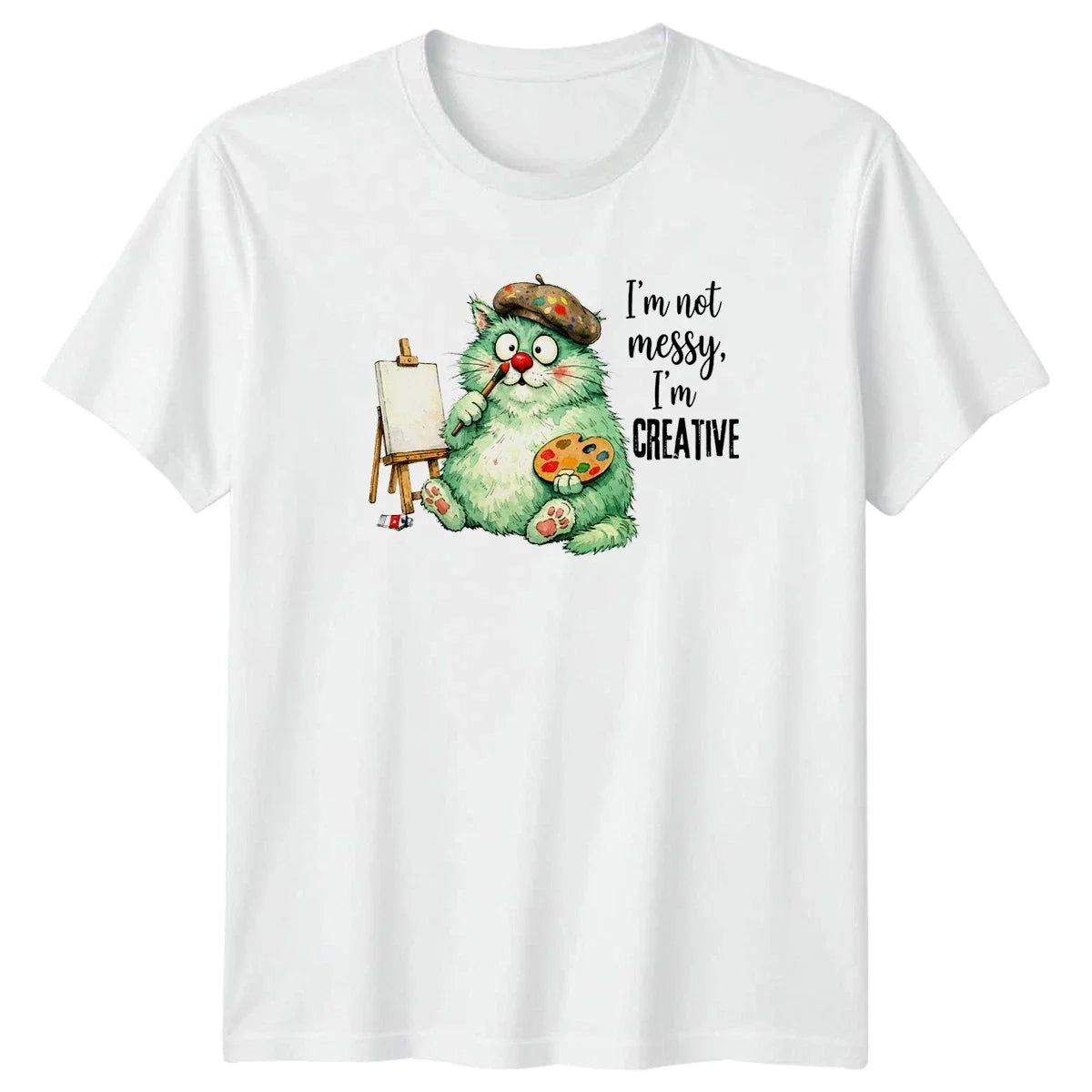 Im Not Messy Im Creative T-Shirt Cat Art Painting Birthday Gift For Him And Her Unisex T-shirt, Sweatshirt, Hoodie, Long Sleeve Tee - T-Shirt, Sweatshirt, Hoodie