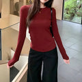 Women's Y2k Long Sleeve Pullover Tee with Crew Neck and Slim Silhouette Unisex T-shirt, Sweatshirt, Hoodie, Long Sleeve Tee - T-Shirt, Sweatshirt, Hoodie
