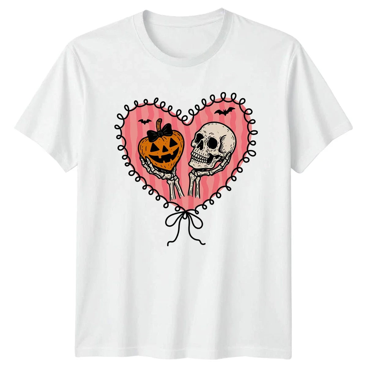 Skeleton Skull Pumpkin Heart T-Shirt Goth Romance Halloween Gift For Him Her Unisex T-shirt, Sweatshirt, Hoodie, Long Sleeve Tee - T-Shirt, Sweatshirt, Hoodie