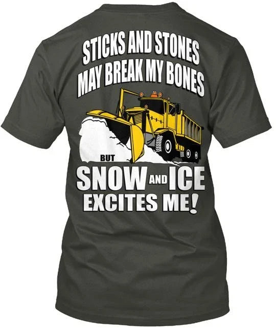 Snow Plow Ice Left Chest T-Shirt Made in the USA Size S to 5XL Unisex T-shirt, Sweatshirt, Hoodie, Long Sleeve Tee - T-Shirt, Sweatshirt, Hoodie