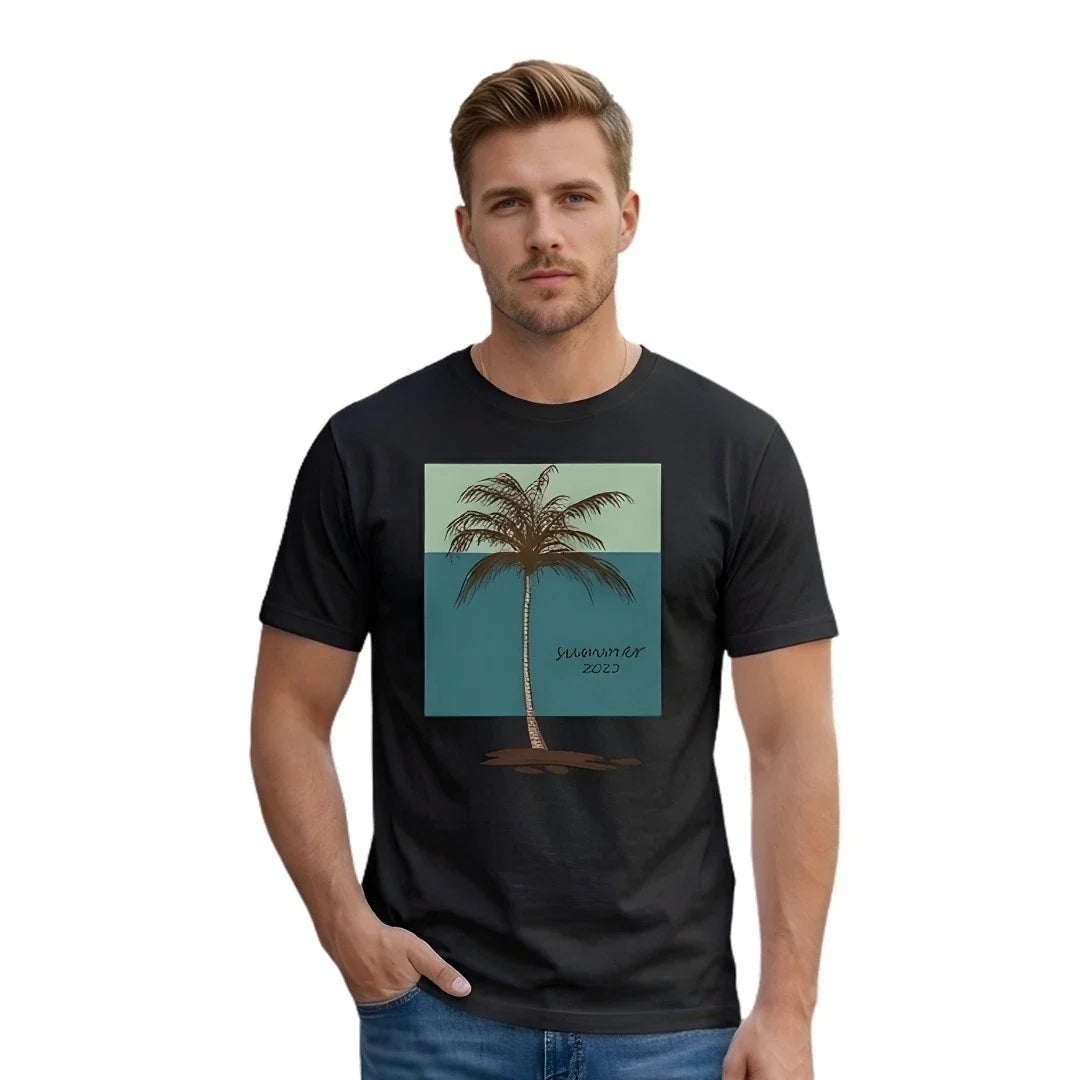 Palm Tree T-Shirt Men's Tropical Beach Graphic Tee Summer Holiday Aesthetic Top Unisex T-shirt, Sweatshirt, Hoodie, Long Sleeve Tee - T-Shirt, Sweatshirt, Hoodie