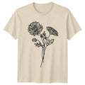 Minimalist Chrysanthemum Flower Bouquet T-Shirt Floral Line Art Birthday Gift Unisex T-shirt, Sweatshirt, Hoodie, Long Sleeve Tee - T-Shirt, Sweatshirt, Hoodie