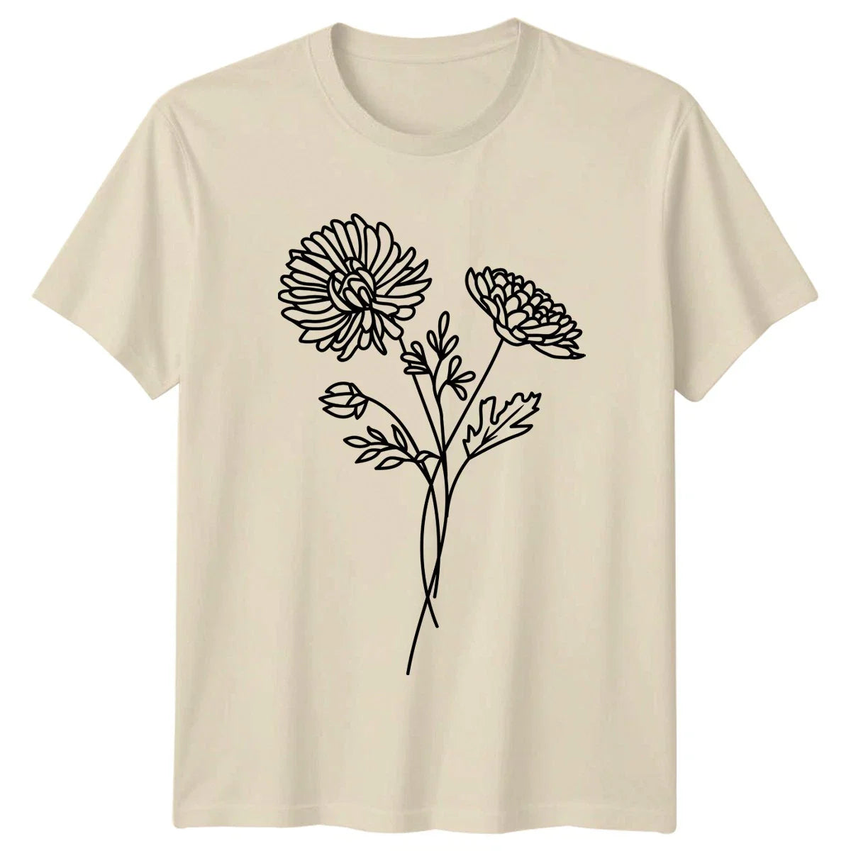 Minimalist Chrysanthemum Flower Bouquet T-Shirt Floral Line Art Birthday Gift Unisex T-shirt, Sweatshirt, Hoodie, Long Sleeve Tee - T-Shirt, Sweatshirt, Hoodie