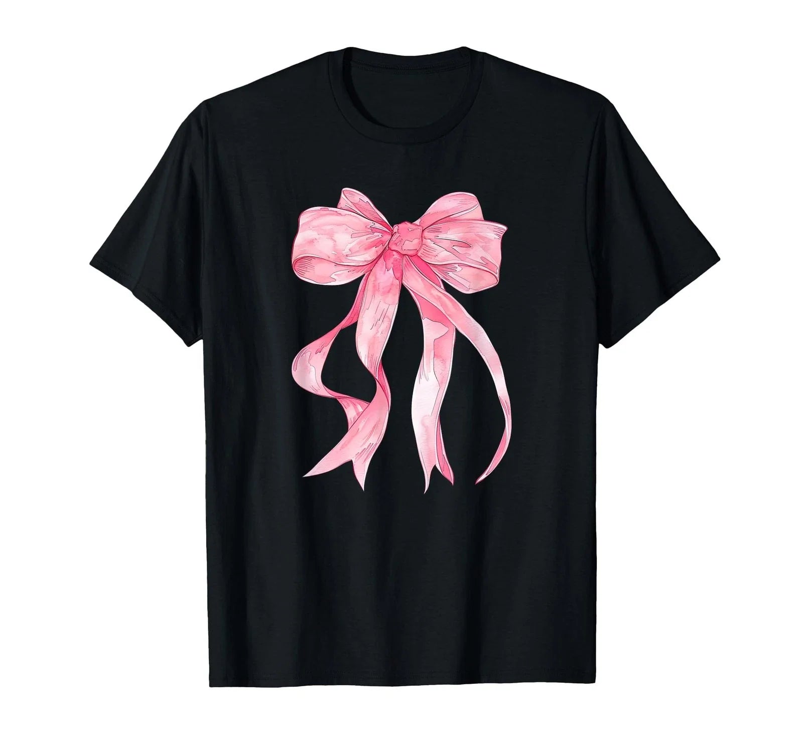Girly & Trendy Cute Pink Ribbon Bow Tie Watercolor Ribbon T-Shirt Unisex T-shirt, Sweatshirt, Hoodie, Long Sleeve Tee - T-Shirt, Sweatshirt, Hoodie