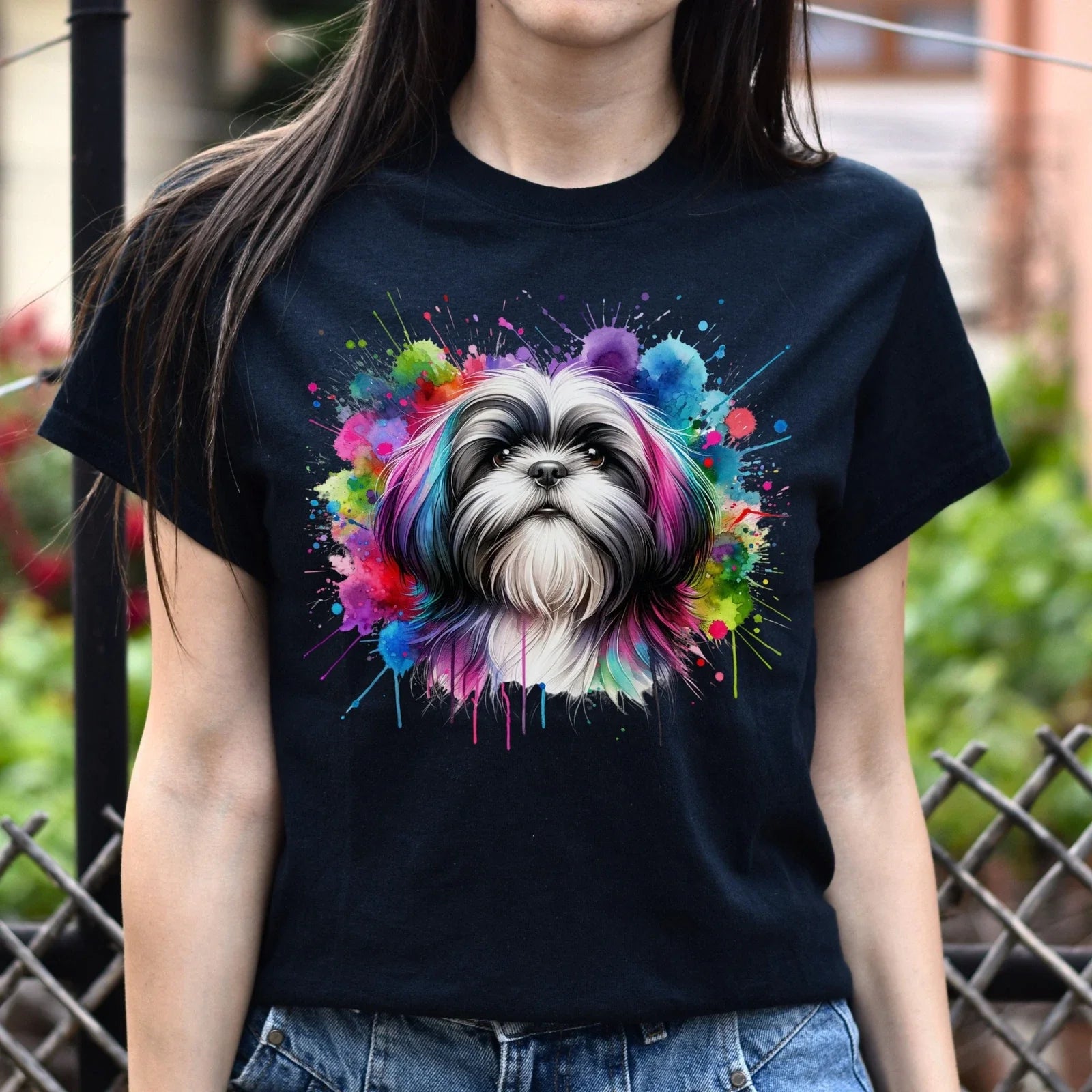 Shih Tzu dog mom Color Splash Unisex T-shirt Black Navy Dark Heather Unisex T-shirt, Sweatshirt, Hoodie, Long Sleeve Tee - T-Shirt, Sweatshirt, Hoodie