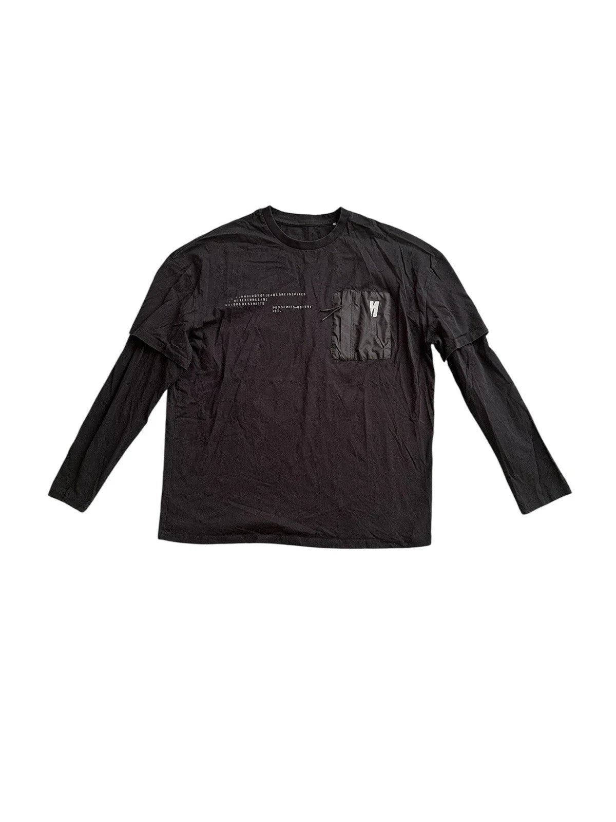 Mavi Mens Large Layered Long Sleeve T-Shirt Black Cotton Unisex T-shirt, Sweatshirt, Hoodie, Long Sleeve Tee - T-Shirt, Sweatshirt, Hoodie