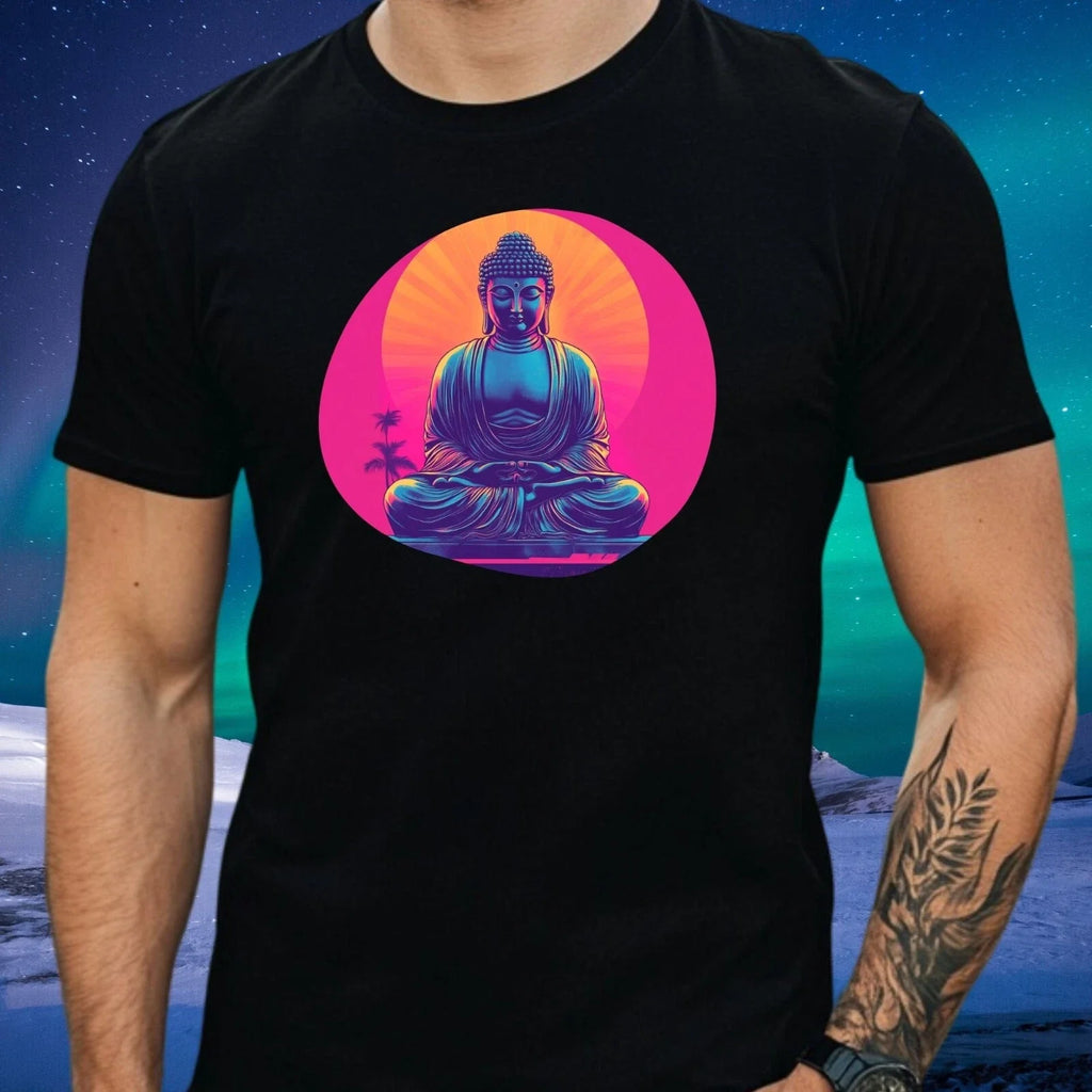 Mens Buddha 80s Vibes Motif Cotton T-Shirt Size XS to 5XL Unisex T-shirt, Sweatshirt, Hoodie, Long Sleeve Tee - T-Shirt, Sweatshirt, Hoodie