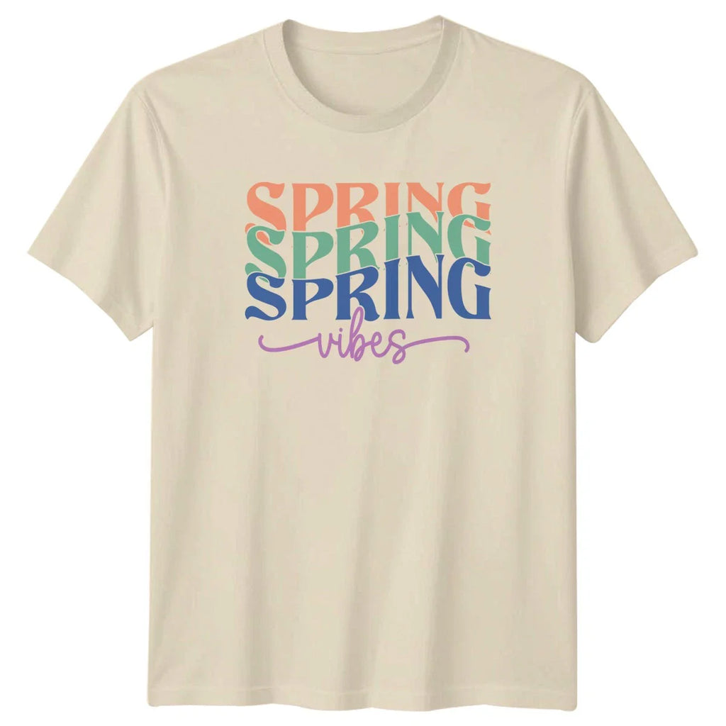 Spring Vibes T-Shirt Retro Groovy Aesthetic Seasonal Apparel Unisex T-shirt, Sweatshirt, Hoodie, Long Sleeve Tee - T-Shirt, Sweatshirt, Hoodie