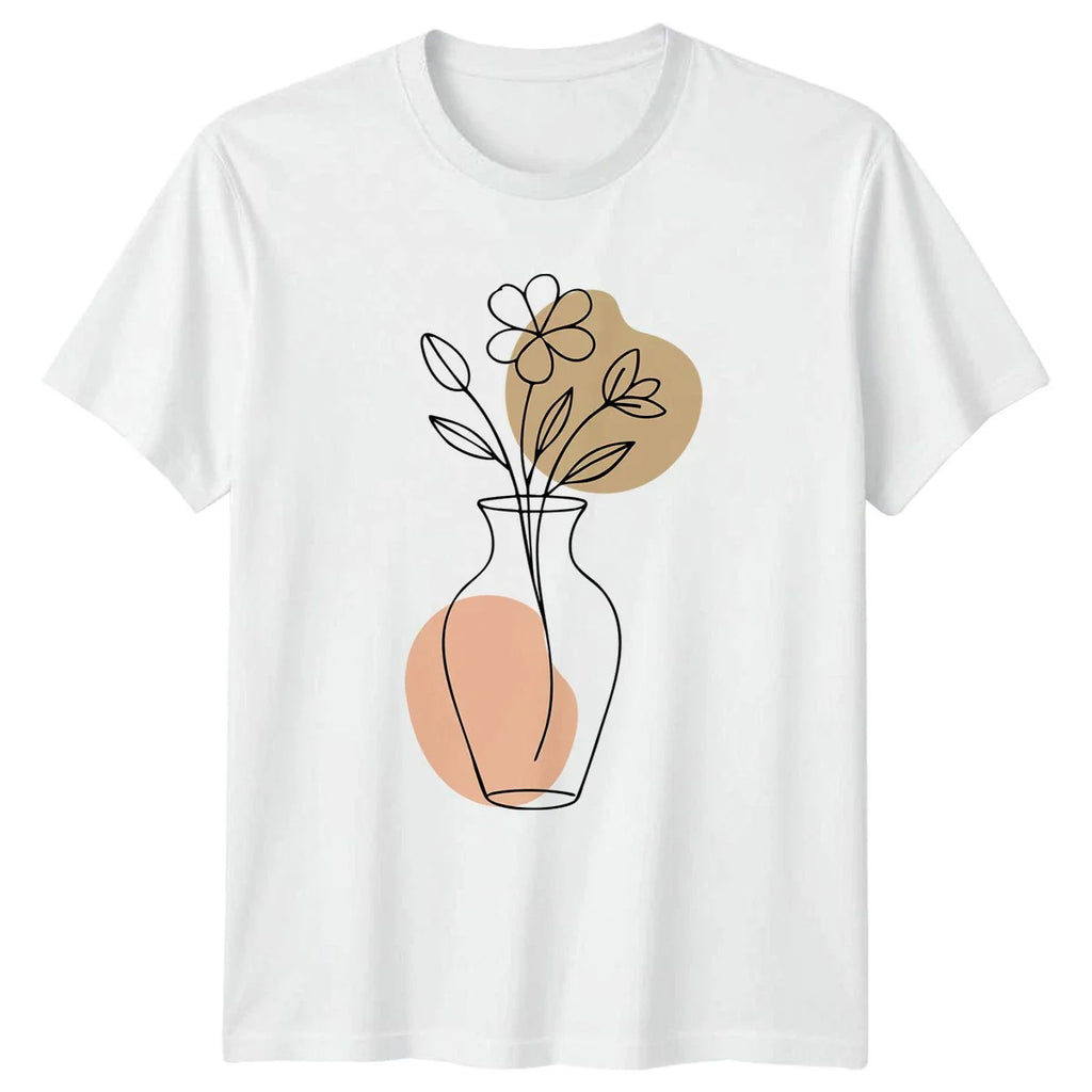 Minimalist Abstract Floral Line Art T-Shirt Botanical Art Birthday Gift Unisex T-shirt, Sweatshirt, Hoodie, Long Sleeve Tee - T-Shirt, Sweatshirt, Hoodie