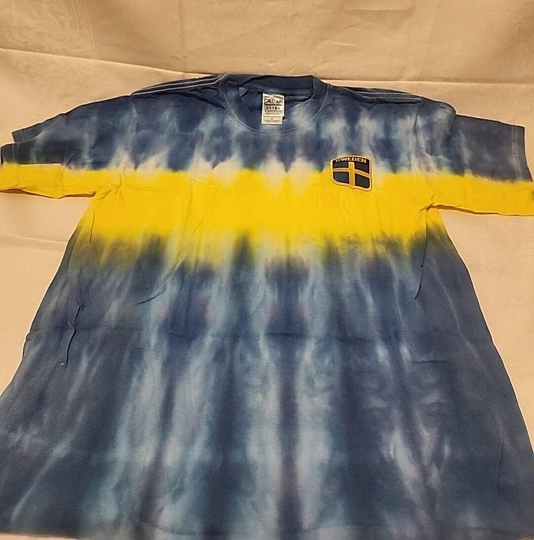 Sweden Flag Tie Dye Shirt Medium Short Sleeves 100 % Cotton New  Blue/Yellow Unisex T-shirt, Sweatshirt, Hoodie, Long Sleeve Tee - T-Shirt, Sweatshirt, Hoodie