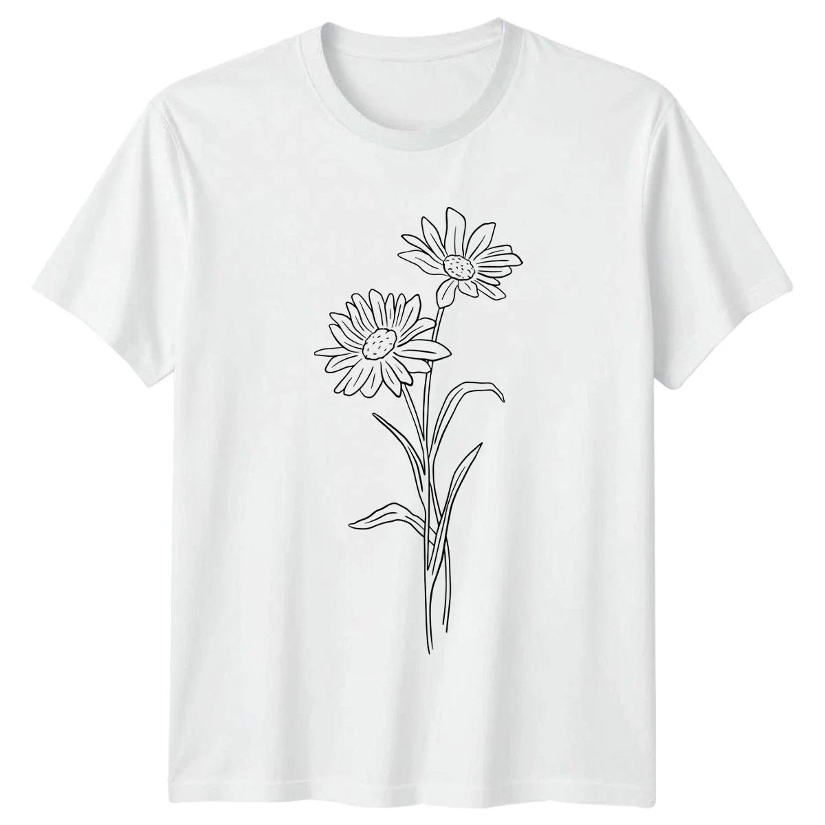 Minimalist Daisy Flower Line Art Womens T-Shirt Botanical Gardening Unisex T-shirt, Sweatshirt, Hoodie, Long Sleeve Tee - T-Shirt, Sweatshirt, Hoodie