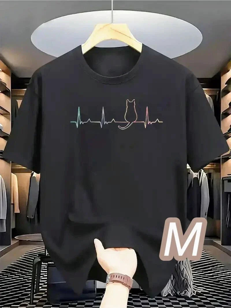 Dry T Black M Size Heartbeat Cats Quick dry Breathable Material Size Simple T Unisex T-shirt, Sweatshirt, Hoodie, Long Sleeve Tee - T-Shirt, Sweatshirt, Hoodie