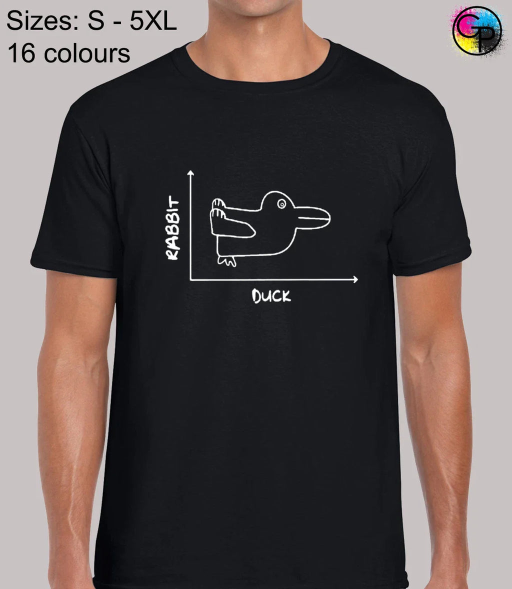 Rabbit Or Duck Graph Cool Funny Top Regular Fit T-Shirt Top TShirt Tee for Men Unisex T-shirt, Sweatshirt, Hoodie, Long Sleeve Tee - T-Shirt, Sweatshirt, Hoodie