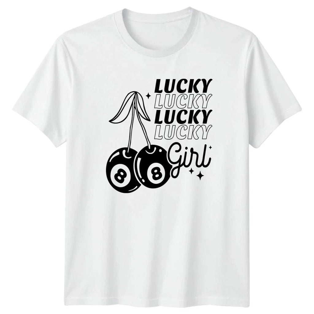 Lucky Lucky Lucky Lucky Girl Womens T-Shirt Retro Aesthetic Novelty Unisex T-shirt, Sweatshirt, Hoodie, Long Sleeve Tee - T-Shirt, Sweatshirt, Hoodie