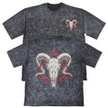 Ram Skull Unisex Mens Carbon Grey 240gsm French Terry Acid Wash T-Shirt Unisex T-shirt, Sweatshirt, Hoodie, Long Sleeve Tee - T-Shirt, Sweatshirt, Hoodie