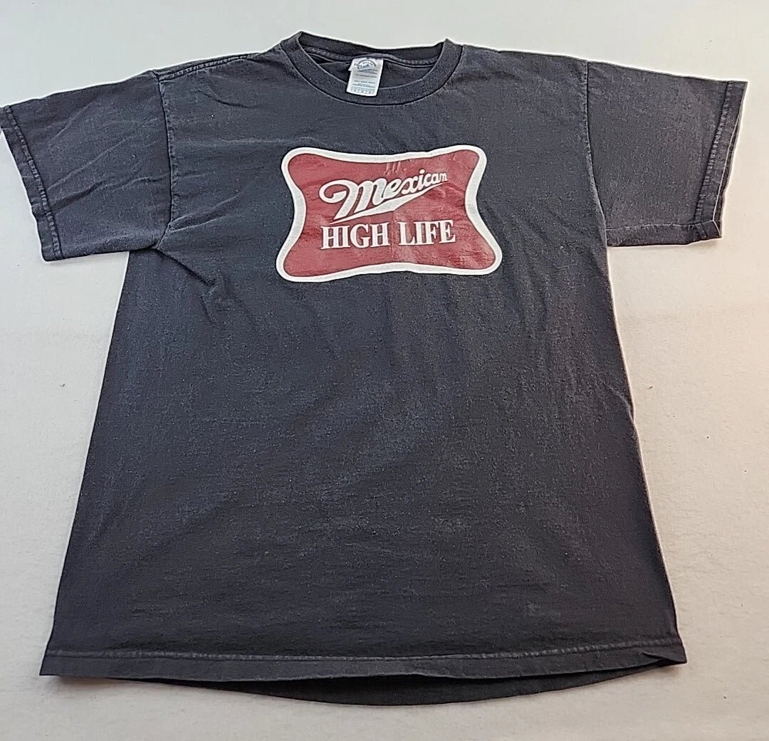 Mexican High Life Beer Spoof Logo Mens Medium Black Cotton T-shirt Unisex T-shirt, Sweatshirt, Hoodie, Long Sleeve Tee - T-Shirt, Sweatshirt, Hoodie