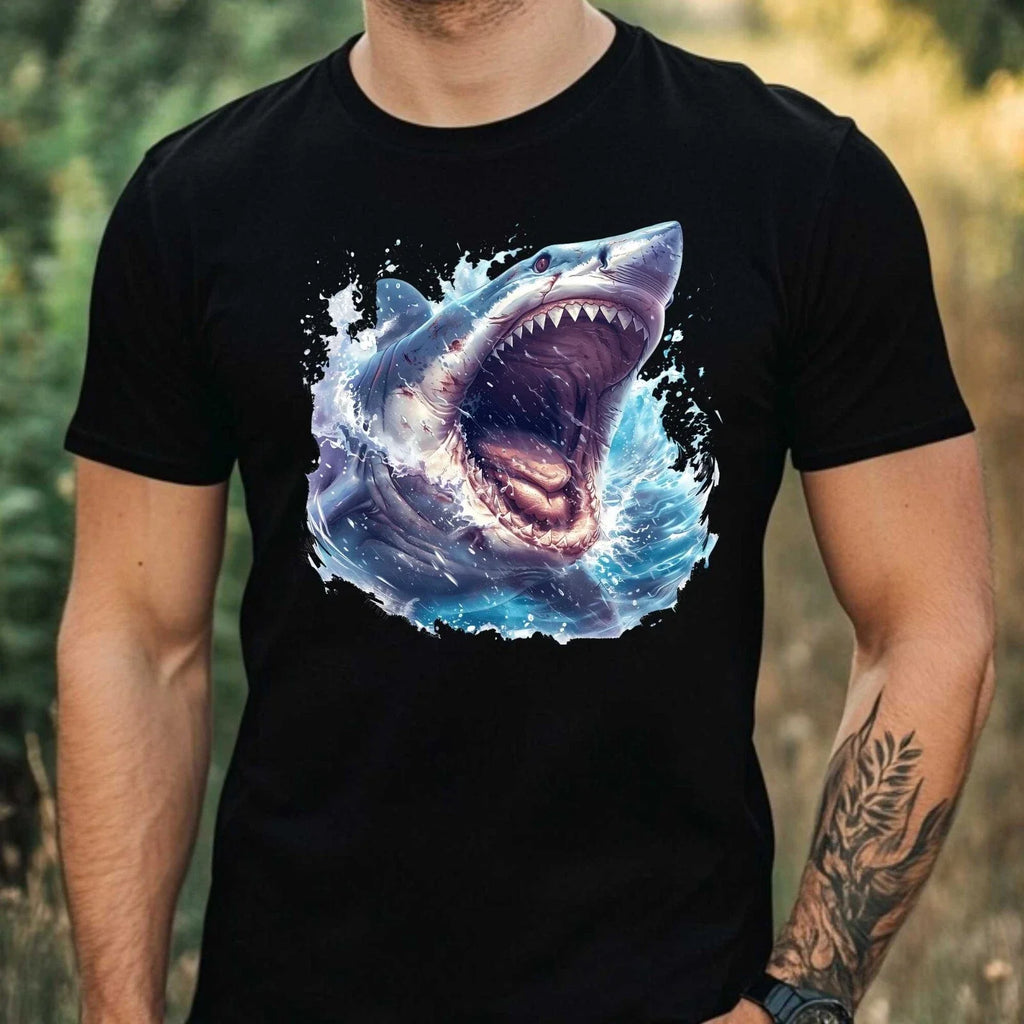 Mens Watercolour Shark Motif Cotton T-Shirt Size XS to 5XL Unisex T-shirt, Sweatshirt, Hoodie, Long Sleeve Tee - T-Shirt, Sweatshirt, Hoodie