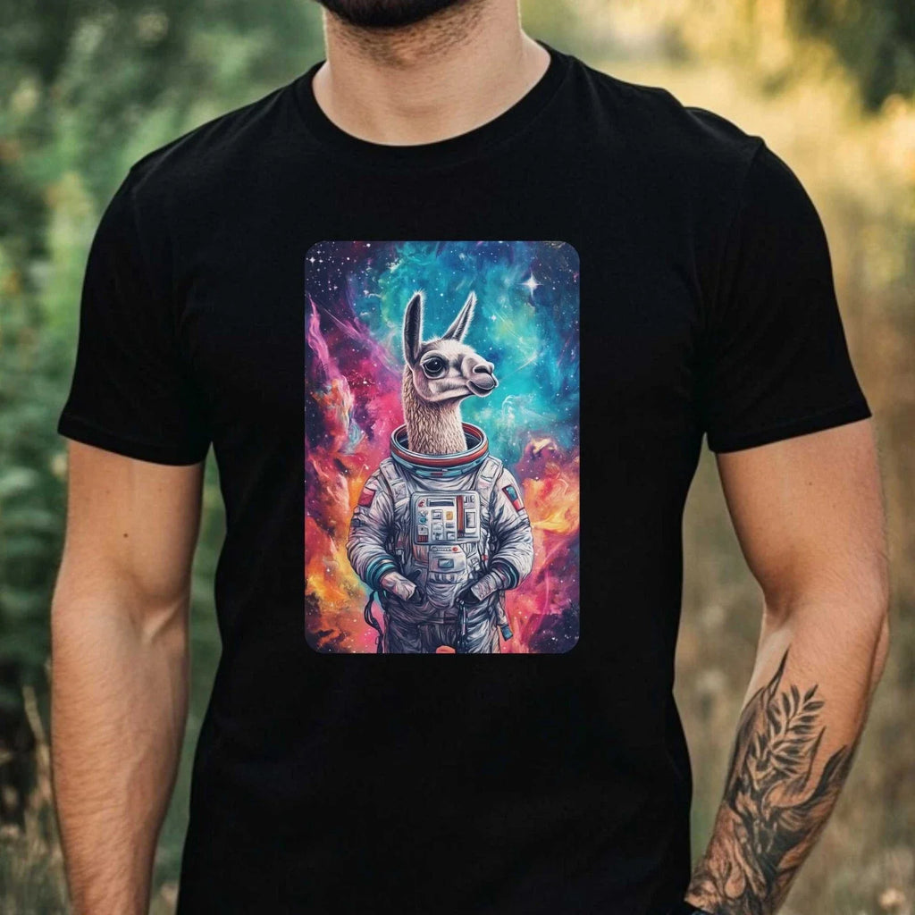Mens Llama Astronaut Print Cotton T-Shirt Size XS to 5XL Unisex T-shirt, Sweatshirt, Hoodie, Long Sleeve Tee - T-Shirt, Sweatshirt, Hoodie