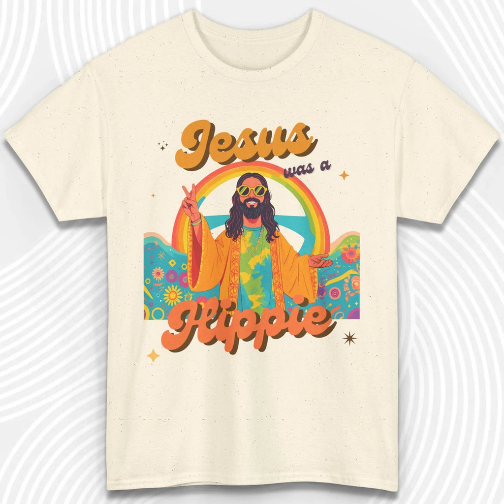 Jesus Was A Hippie Retro Tee, Peace & Love Tshirt, 60s Style, Unisex Cotton Unisex T-shirt, Sweatshirt, Hoodie, Long Sleeve Tee - T-Shirt, Sweatshirt, Hoodie