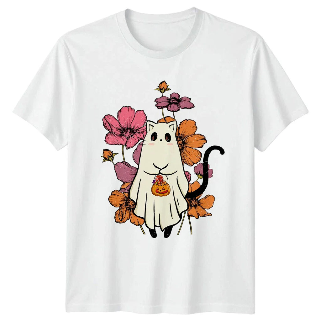 Cute Cat Spooky Sublimation Womens T-Shirt Ghost Cat Halloween Halloween Gift Unisex T-shirt, Sweatshirt, Hoodie, Long Sleeve Tee - T-Shirt, Sweatshirt, Hoodie