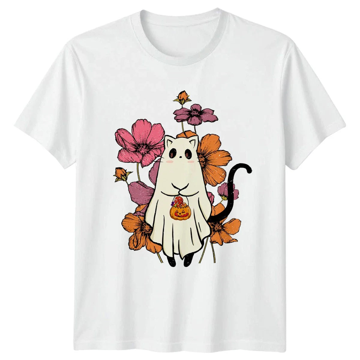 Cute Cat Spooky Sublimation Womens T-Shirt Ghost Cat Halloween Halloween Gift Unisex T-shirt, Sweatshirt, Hoodie, Long Sleeve Tee - T-Shirt, Sweatshirt, Hoodie