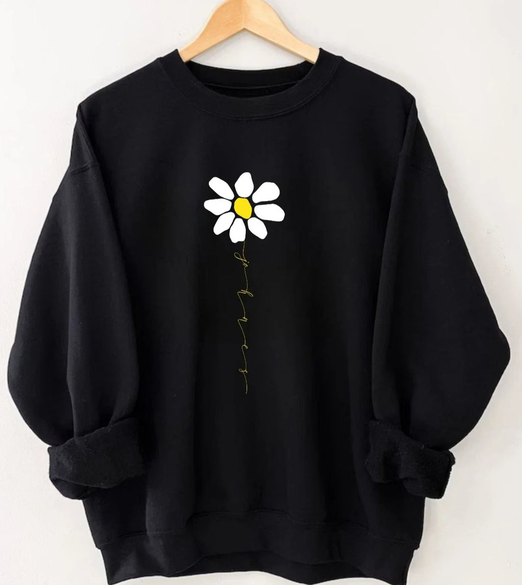 Minimalist Daisy Music Jumper - Retro Aesthetic Wildflower Musician lover Gift Unisex T-shirt, Sweatshirt, Hoodie, Long Sleeve Tee - T-Shirt, Sweatshirt, Hoodie