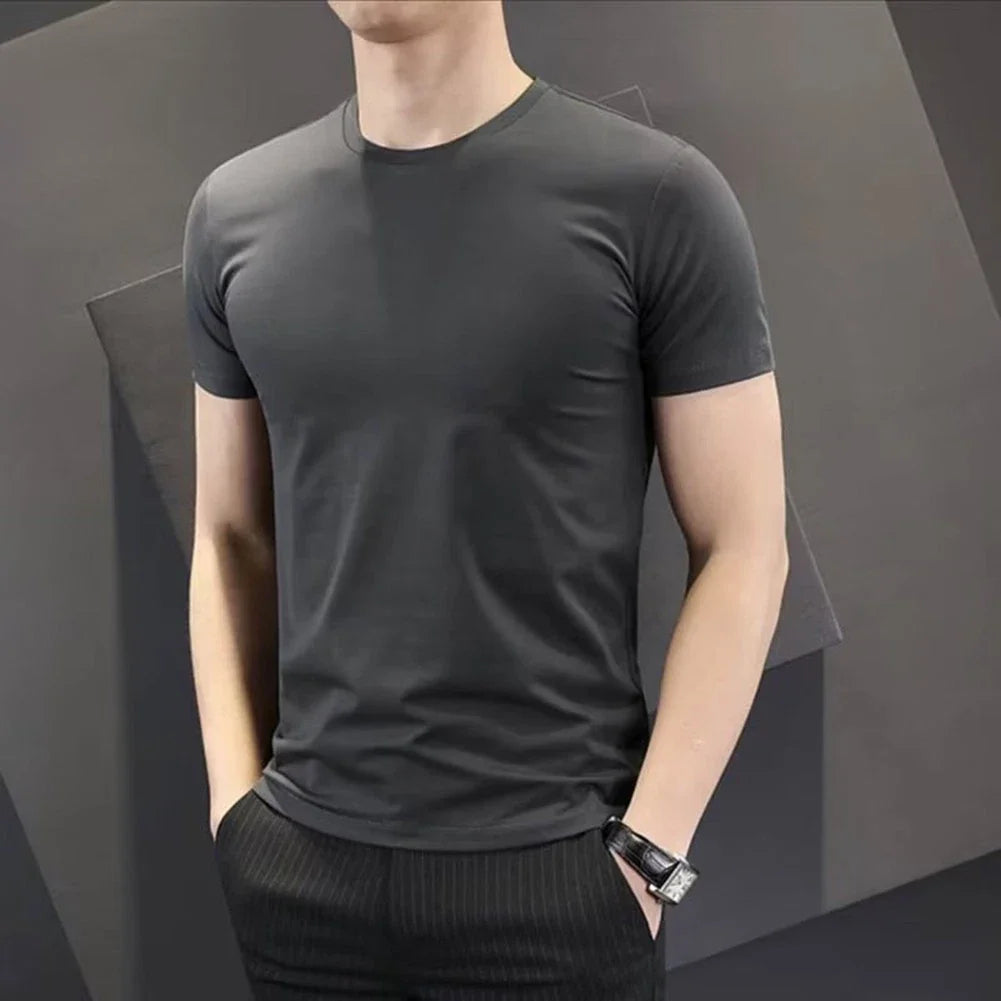 Casual Men's Short sleeved Tees with Round Neck Solid Color Trendy Pullover Unisex T-shirt, Sweatshirt, Hoodie, Long Sleeve Tee - T-Shirt, Sweatshirt, Hoodie