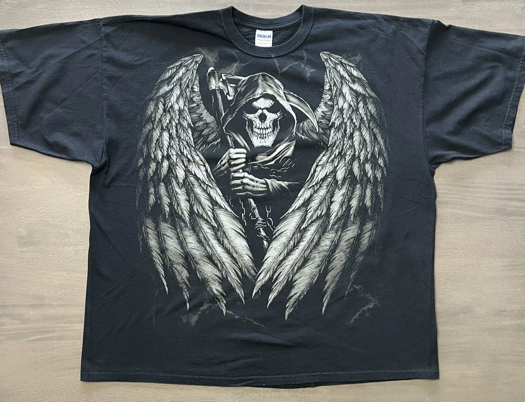 Vintage y2k Winged Grim Reaper Affliction Style Graphic TShirt 3XL Free Shipping Unisex T-shirt, Sweatshirt, Hoodie, Long Sleeve Tee - T-Shirt, Sweatshirt, Hoodie