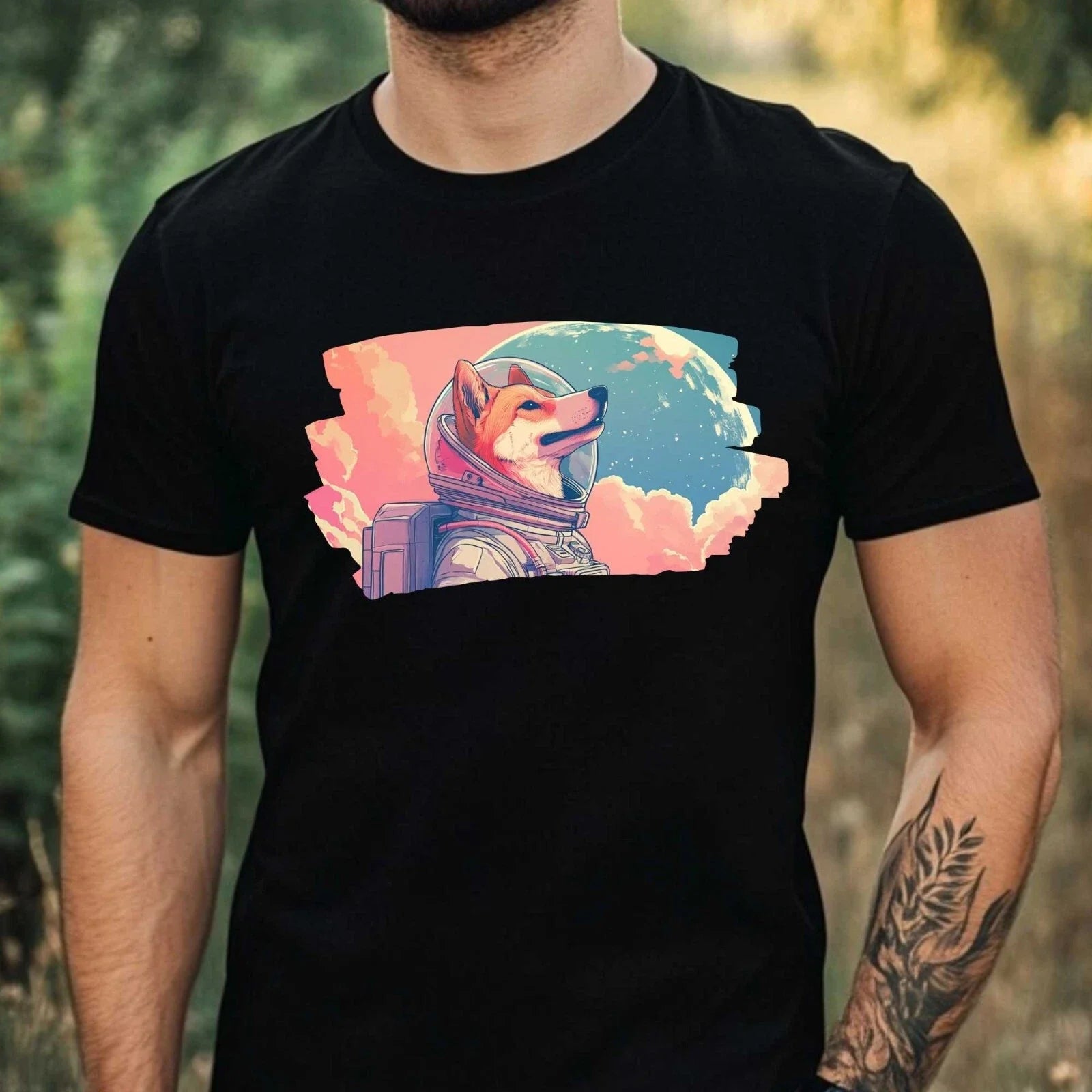 Mens Dog As Astronaut Print Cotton T-Shirt Size XS to 5XL Unisex T-shirt, Sweatshirt, Hoodie, Long Sleeve Tee - T-Shirt, Sweatshirt, Hoodie