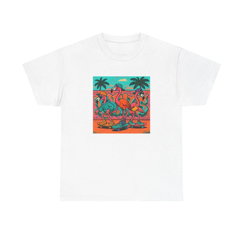 Unisex Adult T Shirt Skateboarding Flamingos Urban Cool Unisex T-shirt, Sweatshirt, Hoodie, Long Sleeve Tee - T-Shirt, Sweatshirt, Hoodie