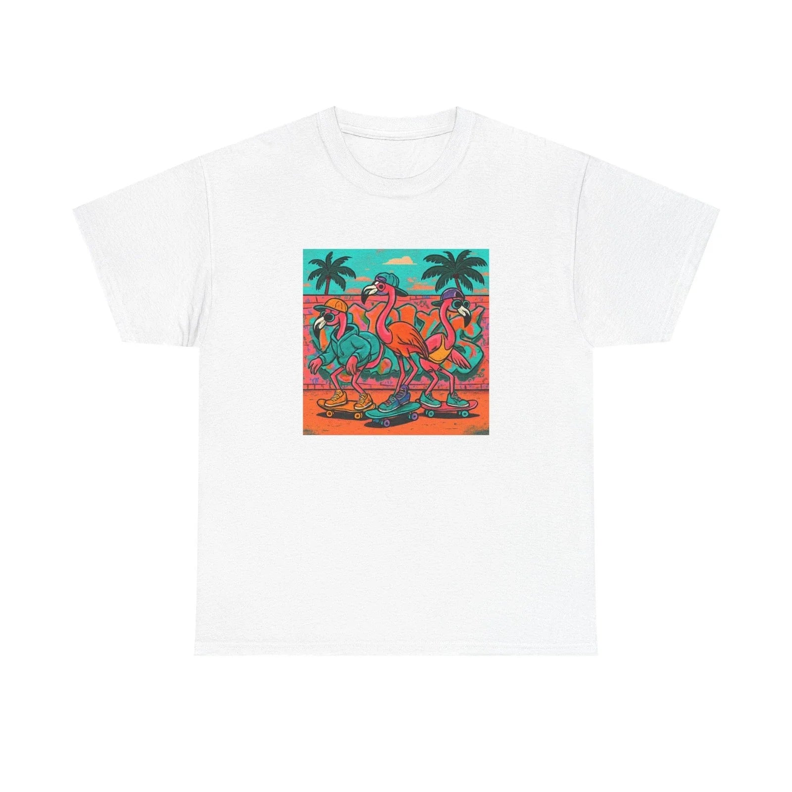 Unisex Adult T Shirt Skateboarding Flamingos Urban Cool Unisex T-shirt, Sweatshirt, Hoodie, Long Sleeve Tee - T-Shirt, Sweatshirt, Hoodie