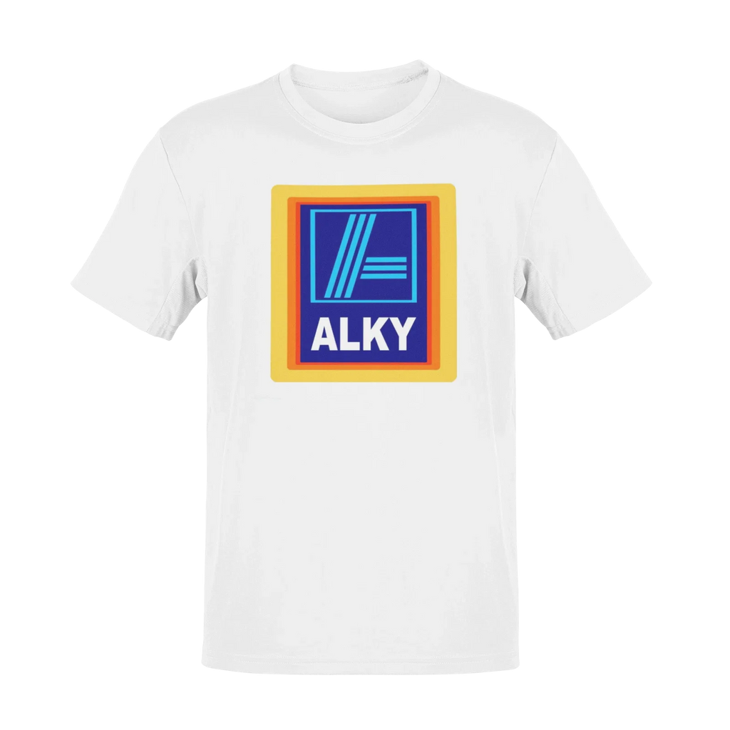 FUNNY ALDI ALKY Mens T-Shirt Funny Joke Parody Designer Sleep Dad Husband Gift Unisex T-shirt, Sweatshirt, Hoodie, Long Sleeve Tee - T-Shirt, Sweatshirt, Hoodie