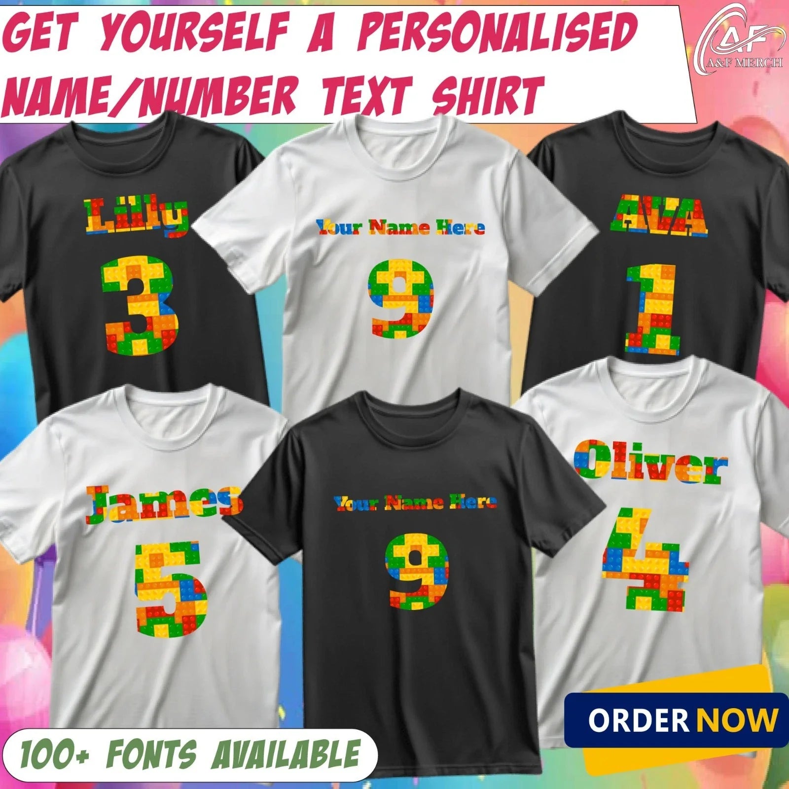 Personalised Custom Name Number T-Shirt Colorful Building Blocks Gifts Unisex T-shirt, Sweatshirt, Hoodie, Long Sleeve Tee - T-Shirt, Sweatshirt, Hoodie