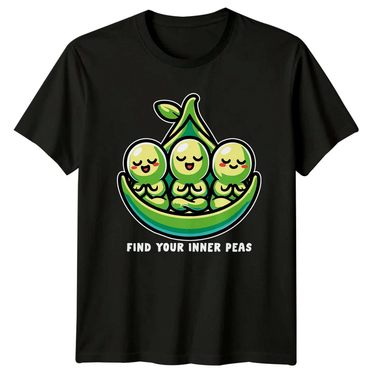 Find Your Inner Peas Yoga T-Shirt Cute Cartoon Meditating Peas Tee Unisex T-shirt, Sweatshirt, Hoodie, Long Sleeve Tee - T-Shirt, Sweatshirt, Hoodie