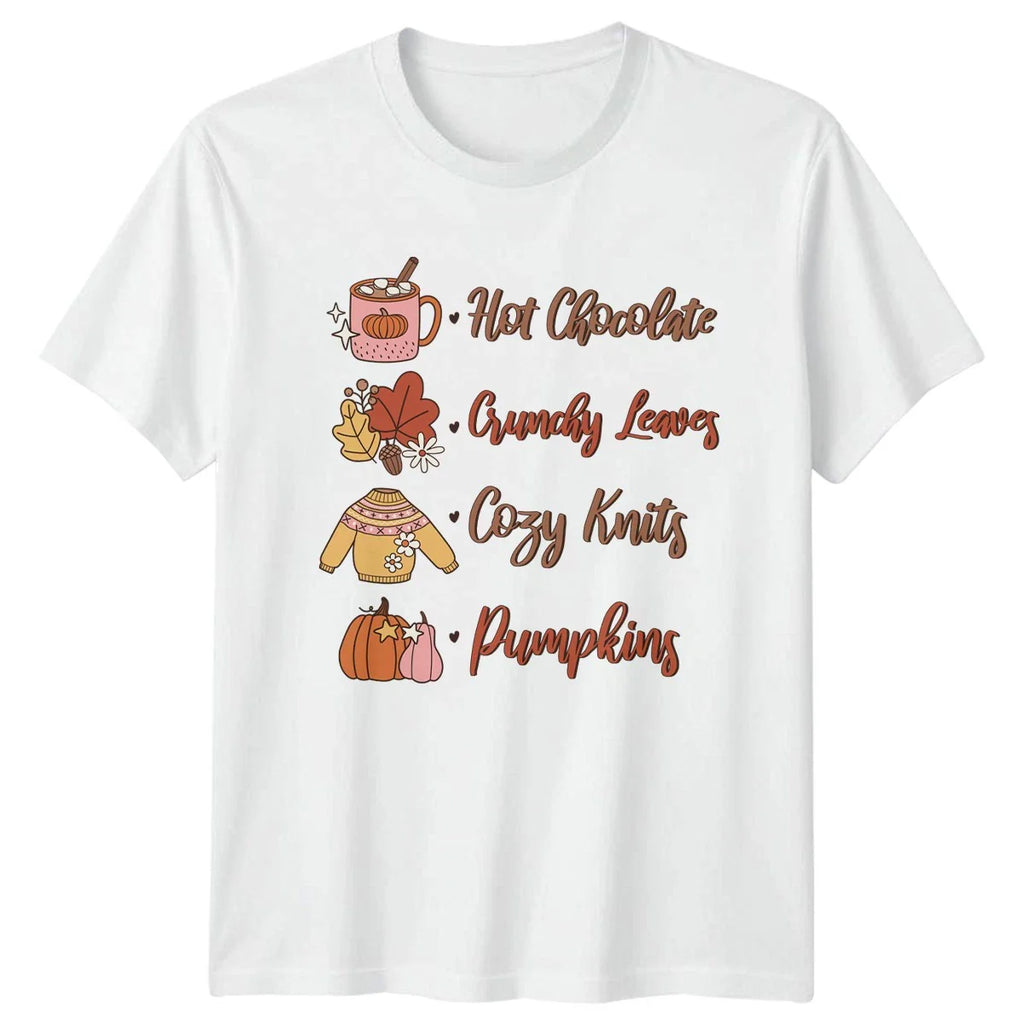 Hot Chocolate Crunchy Leaves Cozy Knits Womens T-Shirt Fall Aesthetic Autumn Unisex T-shirt, Sweatshirt, Hoodie, Long Sleeve Tee - T-Shirt, Sweatshirt, Hoodie