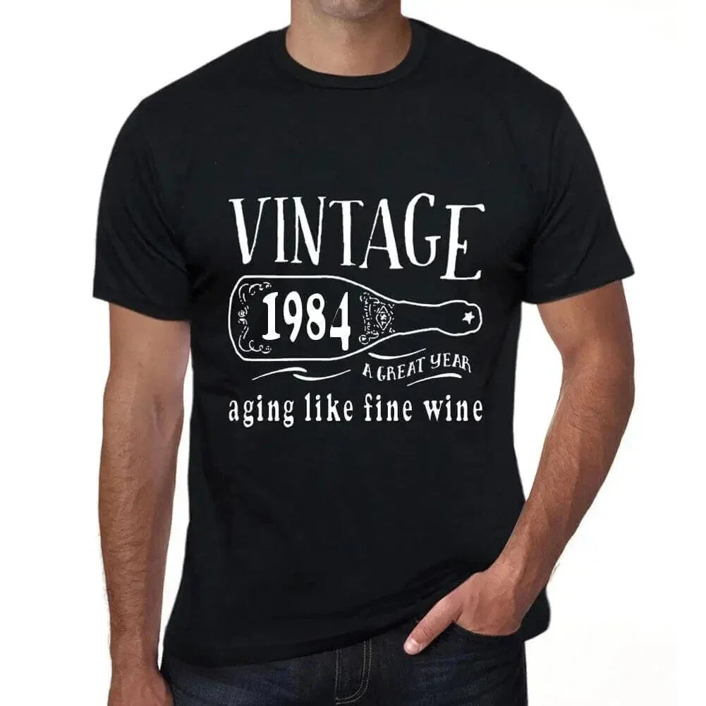 Men's Graphic T-Shirt Aging Like A Fine Wine 1984 40th Birthday Anniversary 40 Unisex T-shirt, Sweatshirt, Hoodie, Long Sleeve Tee - T-Shirt, Sweatshirt, Hoodie