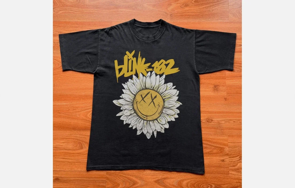 Blink-182 Daisy Flower Graphic T-shirt, Unisex Black T-shirt, Size S-5XL Unisex T-shirt, Sweatshirt, Hoodie, Long Sleeve Tee - T-Shirt, Sweatshirt, Hoodie