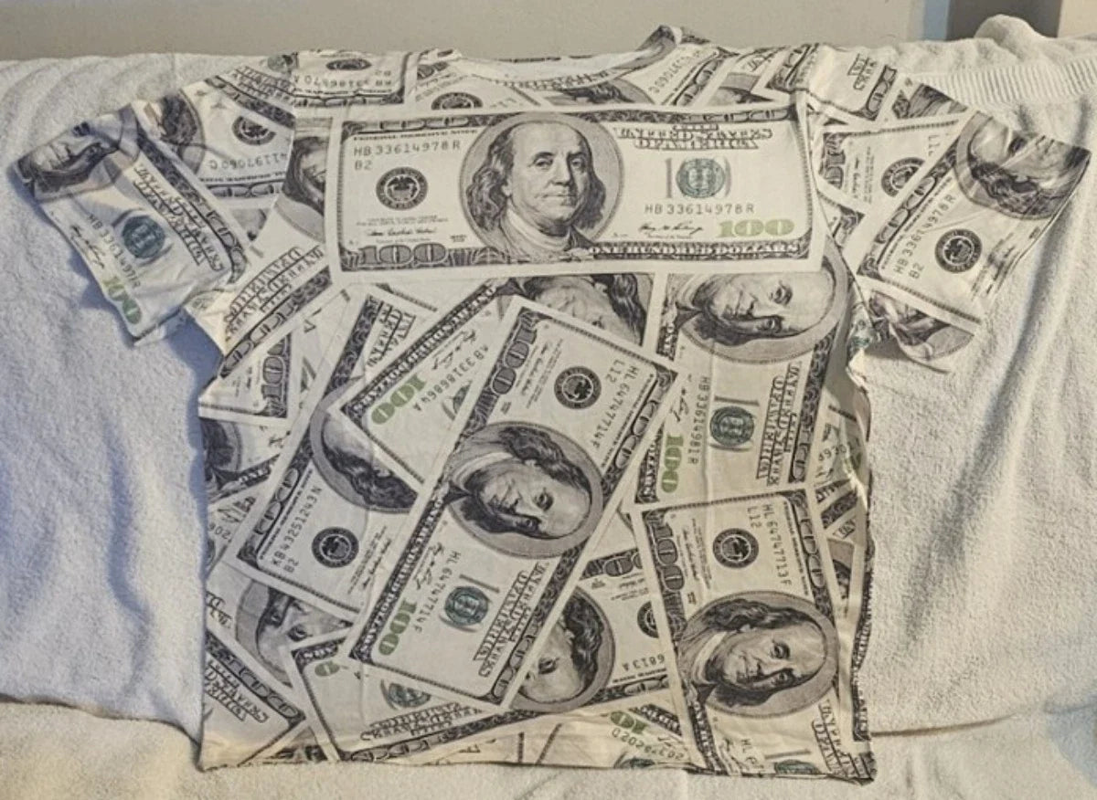 HUNDRED DOLLAR BILL CASH MONEY AMERICA USA ALL OVER PRINT T-SHIRT SHIRT Unisex T-shirt, Sweatshirt, Hoodie, Long Sleeve Tee - T-Shirt, Sweatshirt, Hoodie