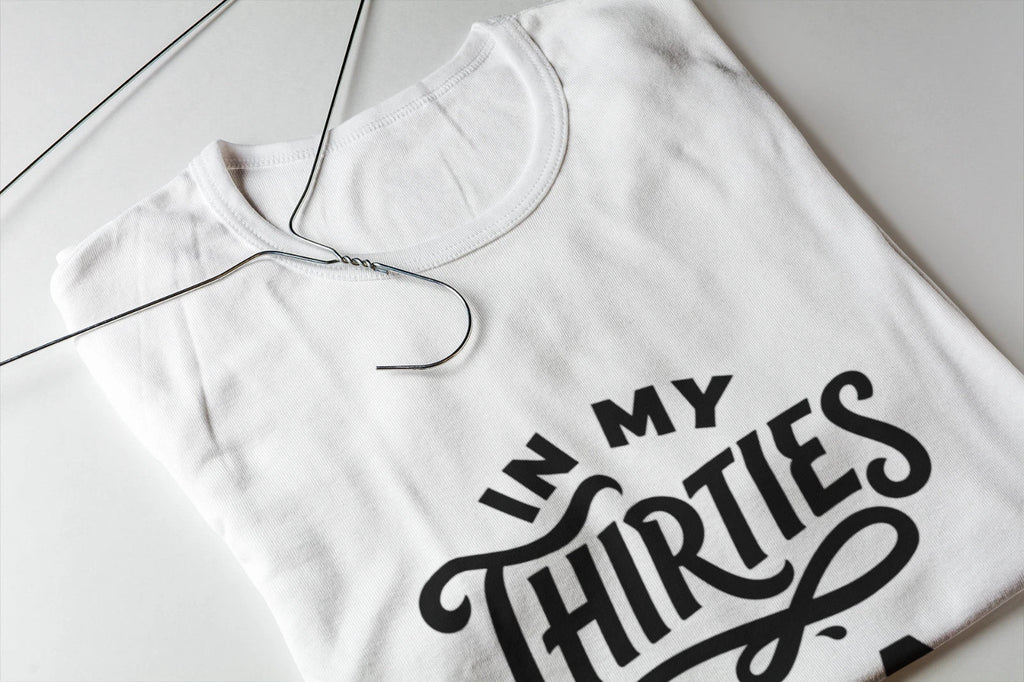 Funny In My Thirties Era T-Shirt Trendy Retro Lettering Graphic Cotton Tee New Unisex T-shirt, Sweatshirt, Hoodie, Long Sleeve Tee - T-Shirt, Sweatshirt, Hoodie