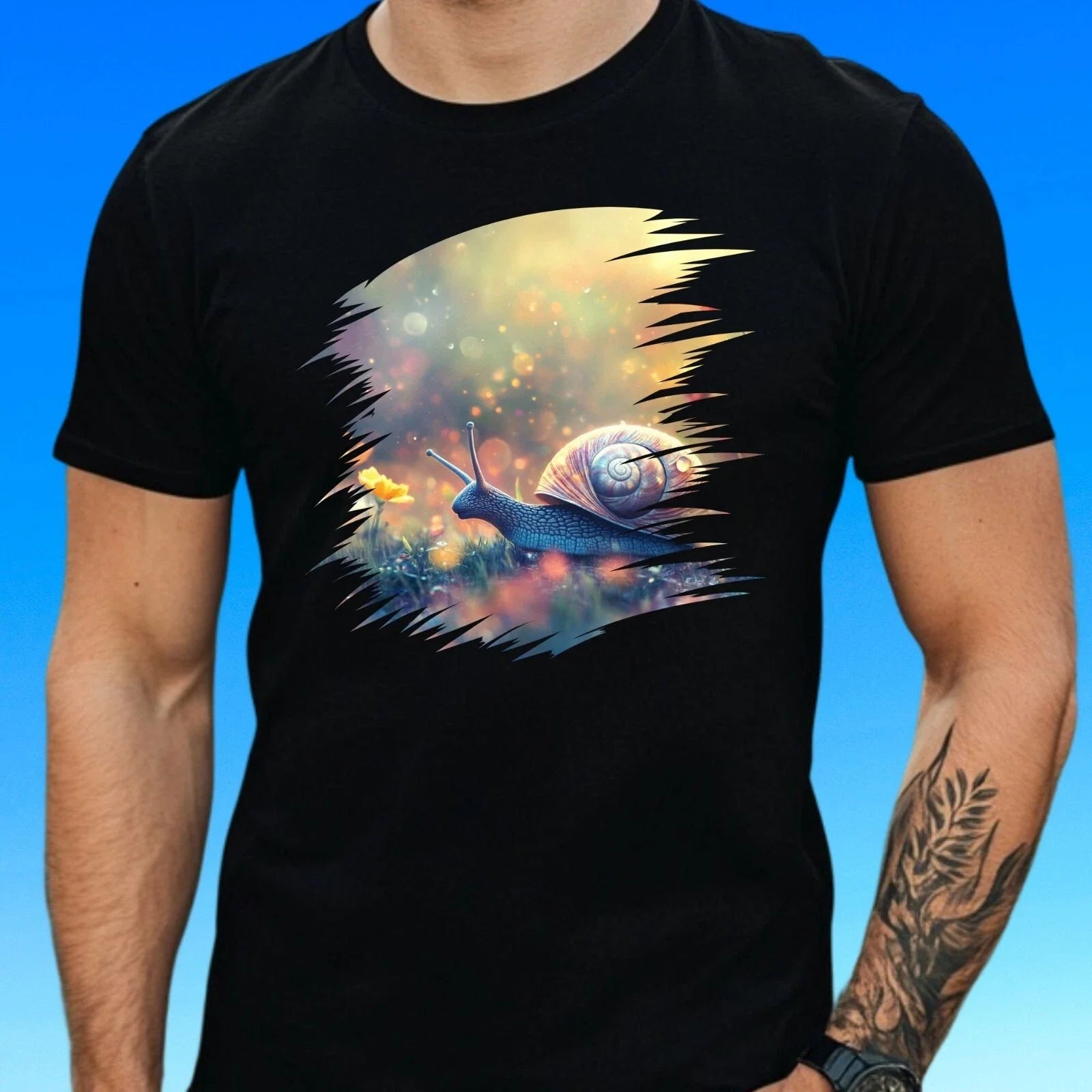 Mens Snail Motif Cotton T Shirt Size XS to 5XL Unisex T-shirt, Sweatshirt, Hoodie, Long Sleeve Tee - T-Shirt, Sweatshirt, Hoodie