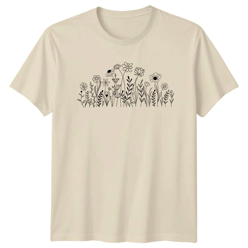 Minimalist Botanical Line Art Wildflowers Womens Nature Gift For Her Unisex T-shirt, Sweatshirt, Hoodie, Long Sleeve Tee - T-Shirt, Sweatshirt, Hoodie