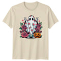 Floral Rose Ghost Peace Sign Womens T-Shirt Cute Ghost Halloween Gift For Her Unisex T-shirt, Sweatshirt, Hoodie, Long Sleeve Tee - T-Shirt, Sweatshirt, Hoodie