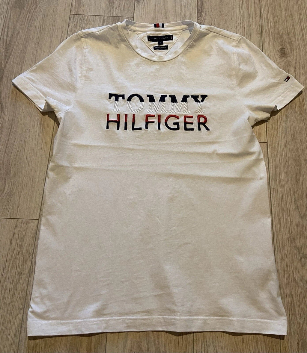Tommy Hilfiger Men's White Short Sleeve T-Shirt Size Medium Unisex T-shirt, Sweatshirt, Hoodie, Long Sleeve Tee - T-Shirt, Sweatshirt, Hoodie