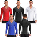 Agoky Men Latin Modern Ballroom Dance Tops Rhinestones Figure Skating AU Unisex T-shirt, Sweatshirt, Hoodie, Long Sleeve Tee - T-Shirt, Sweatshirt, Hoodie
