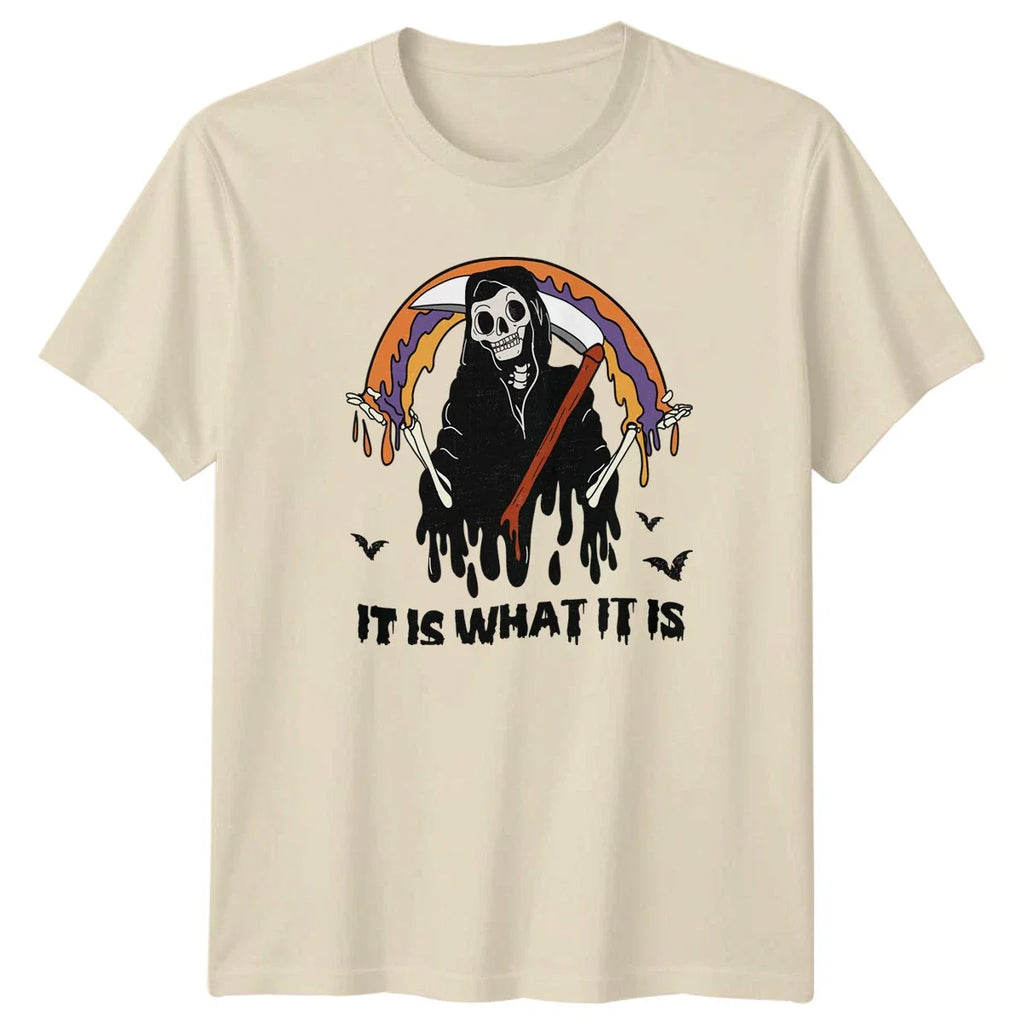 It Is What It Is T-Shirt Grim Reaper Halloween Gift For Him And Her Unisex T-shirt, Sweatshirt, Hoodie, Long Sleeve Tee - T-Shirt, Sweatshirt, Hoodie